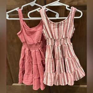 Bearpaw Girl’s Pink Striped and Solid Sleeveless Summer Dress Bundle, Size 2T